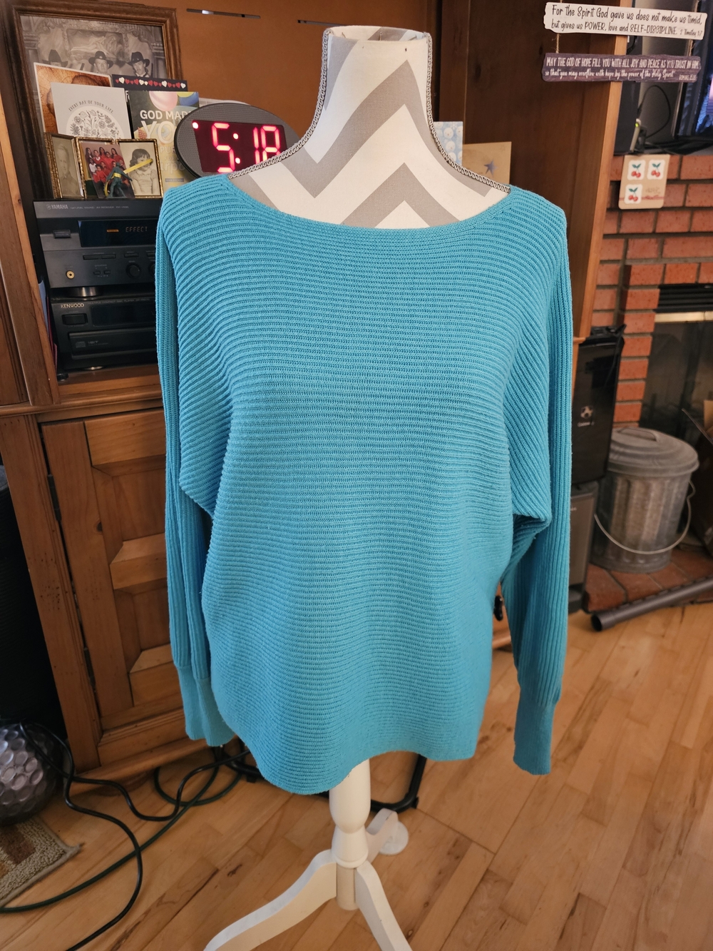 jcpenney Bright Turquoise Ribbed Crewneck Sweater